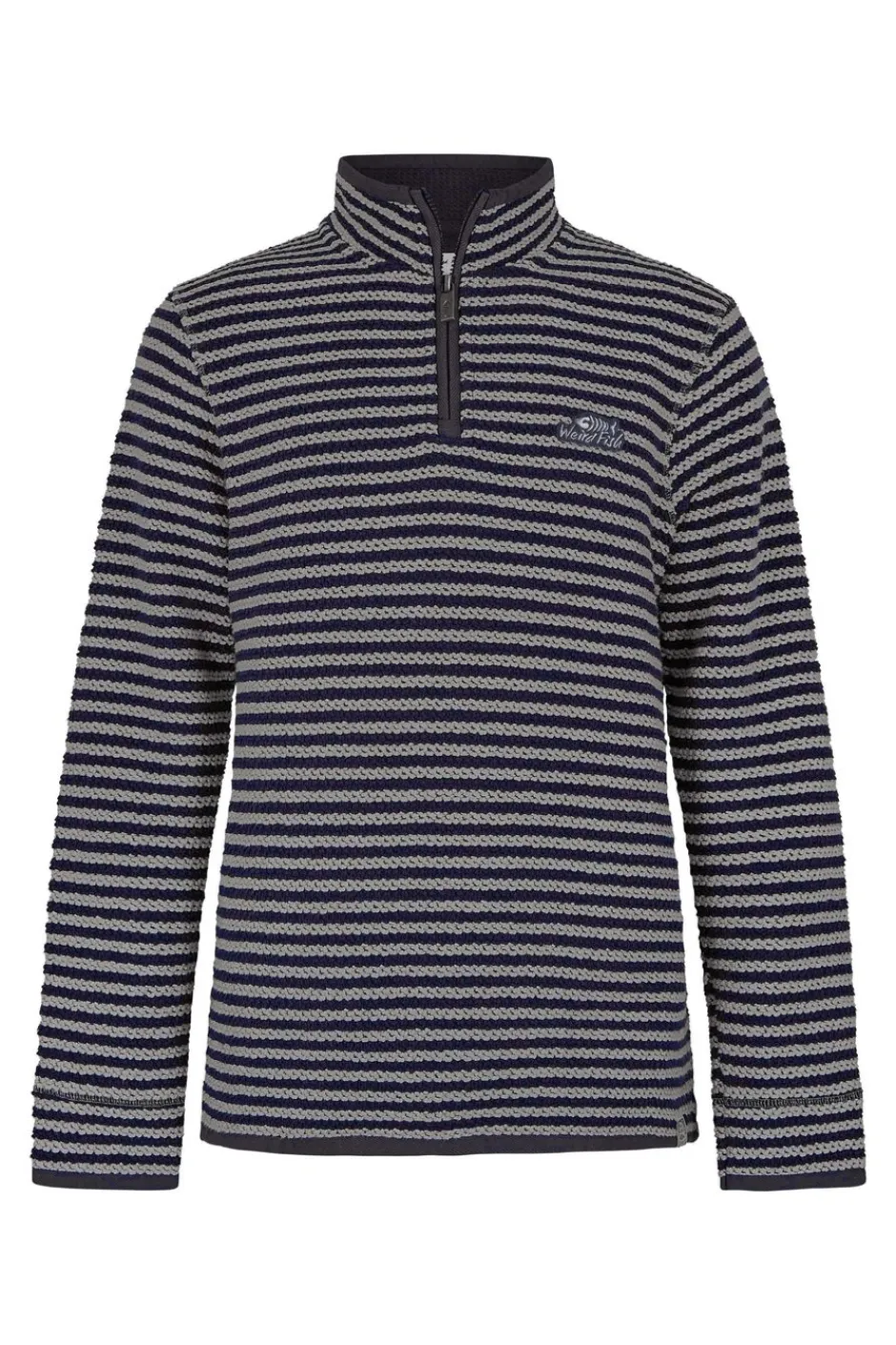 Weird Fish Sweatshirts & Hoodies|Shorling 1/4 Zip Stripe Eco Macaroni Frost Grey
