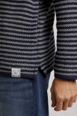 Weird Fish Sweatshirts & Hoodies|Shorling 1/4 Zip Stripe Eco Macaroni Frost Grey