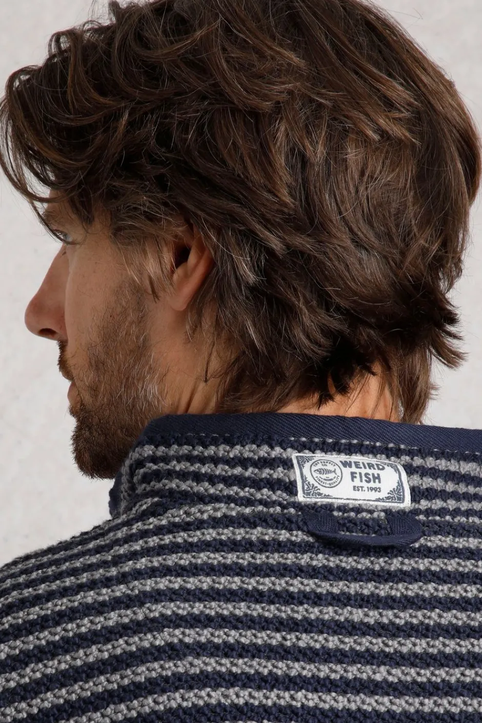 Weird Fish Sweatshirts & Hoodies|Shorling 1/4 Zip Stripe Eco Macaroni Frost Grey