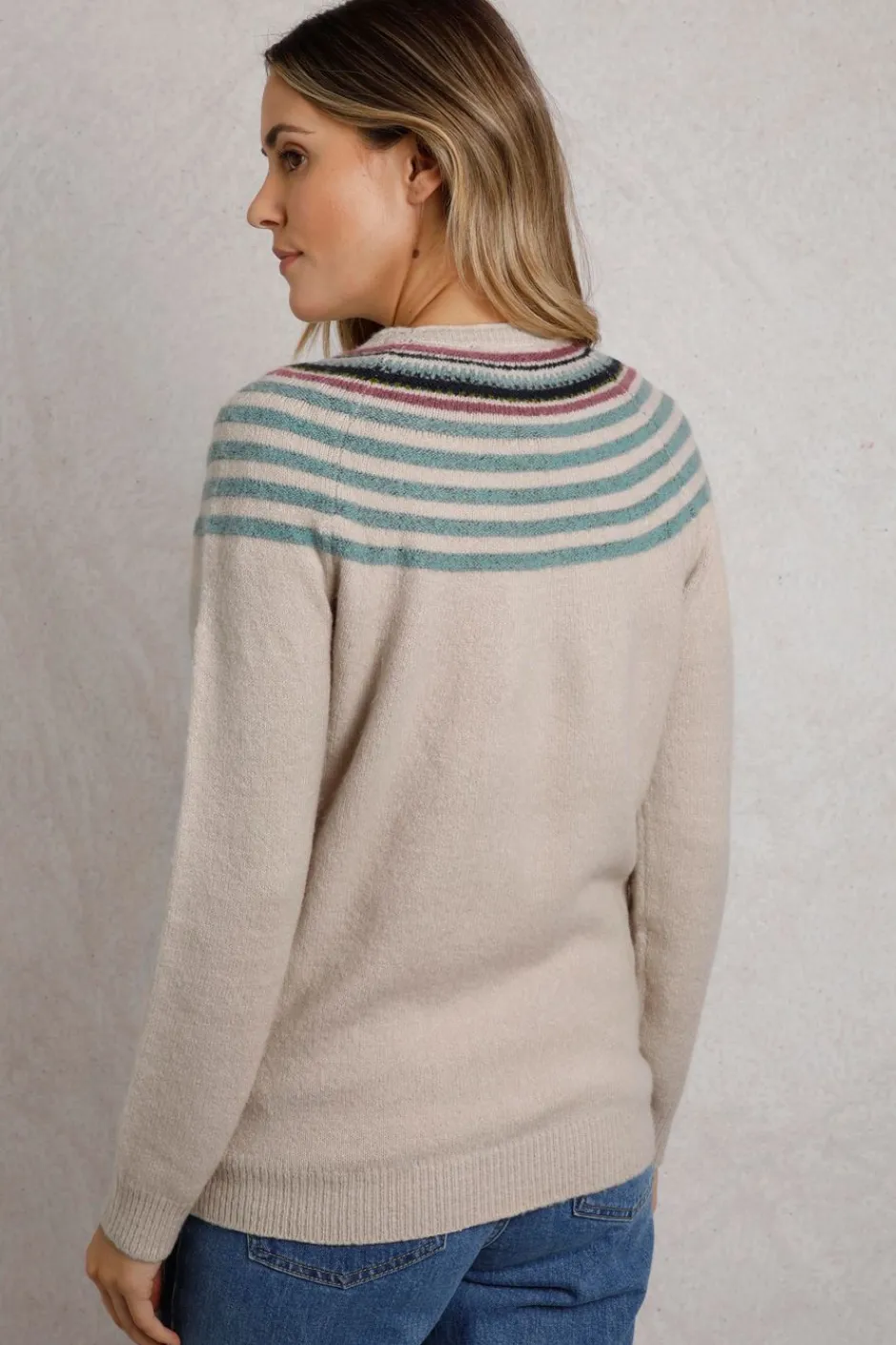 Weird Fish Jumpers & Cardigans|Knitwear|Sinatra Eco Patterned Knit Jumper Ecru