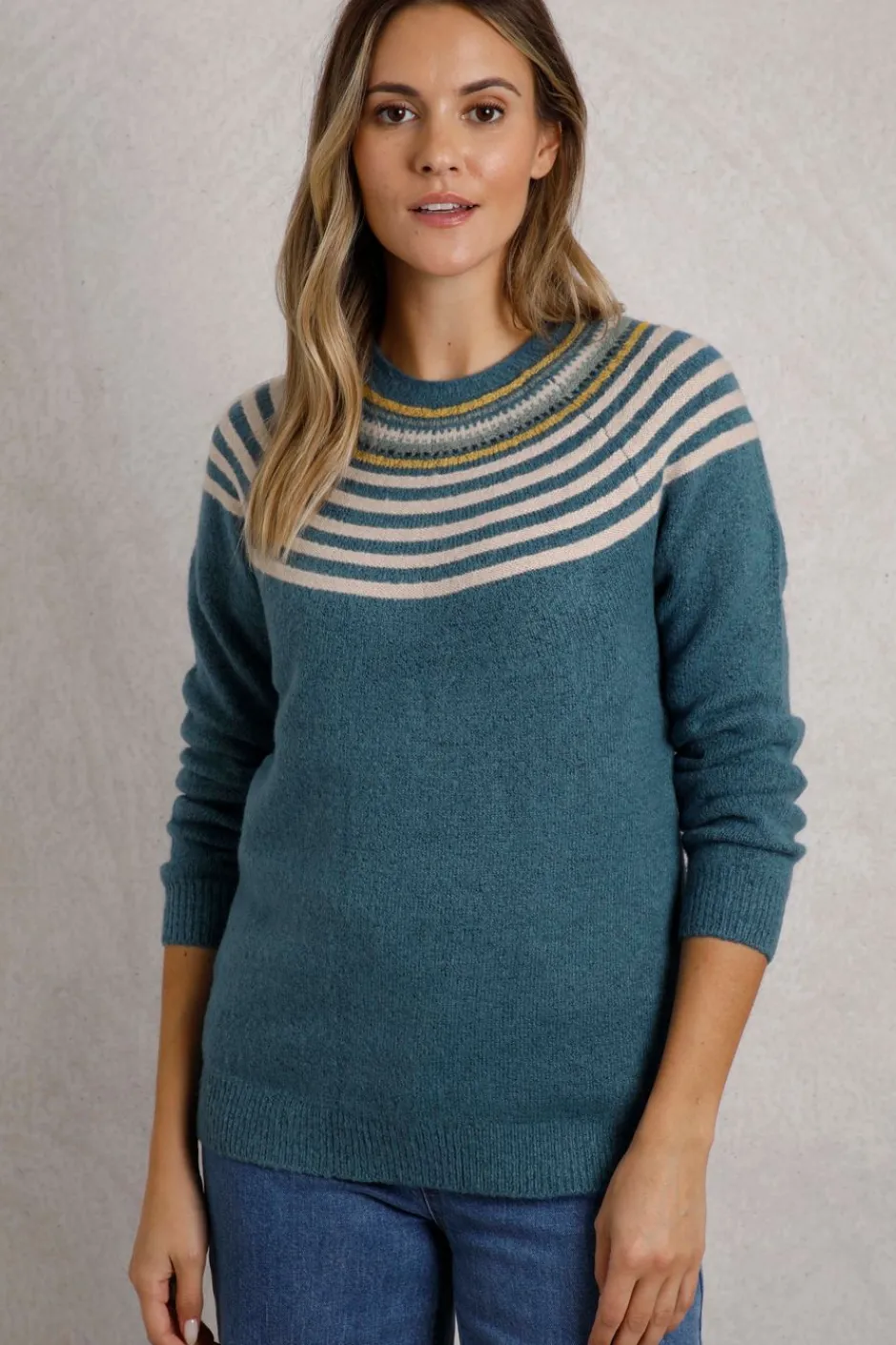 Weird Fish Jumpers & Cardigans|Knitwear|Sinatra Eco Patterned Knit Jumper Uniform Blue