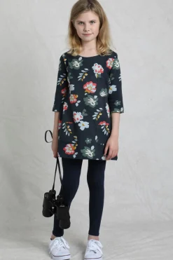 Weird Fish Kids Dresses & Leggings|Starlight Girls Organic Cotton Printed Dress Navy