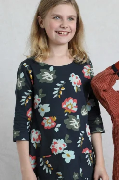 Weird Fish Kids Dresses & Leggings|Starlight Girls Organic Cotton Printed Dress Navy