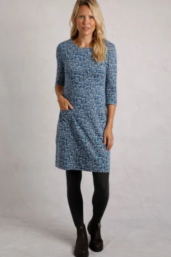 Weird Fish Dresses|Starshine Organic Cotton Jersey Dress Light Blue
