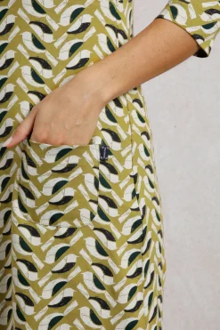 Weird Fish Dresses|Starshine Organic Cotton Jersey Dress Warm Olive