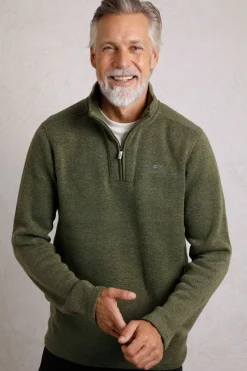 Weird Fish Fleece|Stowe Eco 1/4 Zip Soft Knit Fleece Olive Green