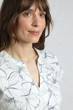 Weird Fish Dresses|Suffolks Organic Cotton Printed Jersey Dress Light Cream