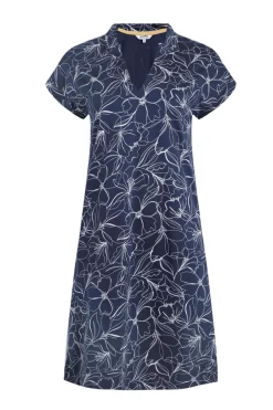 Weird Fish Dresses|Suffolks Organic Cotton Printed Jersey Dress Dark Navy