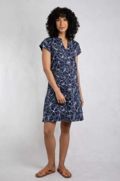 Weird Fish Dresses|Suffolks Organic Cotton Printed Jersey Dress Dark Navy