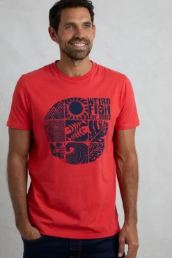 Weird Fish T-Shirts|Summer Sector Front Print Eco Graphic T-Shirt Retro Red