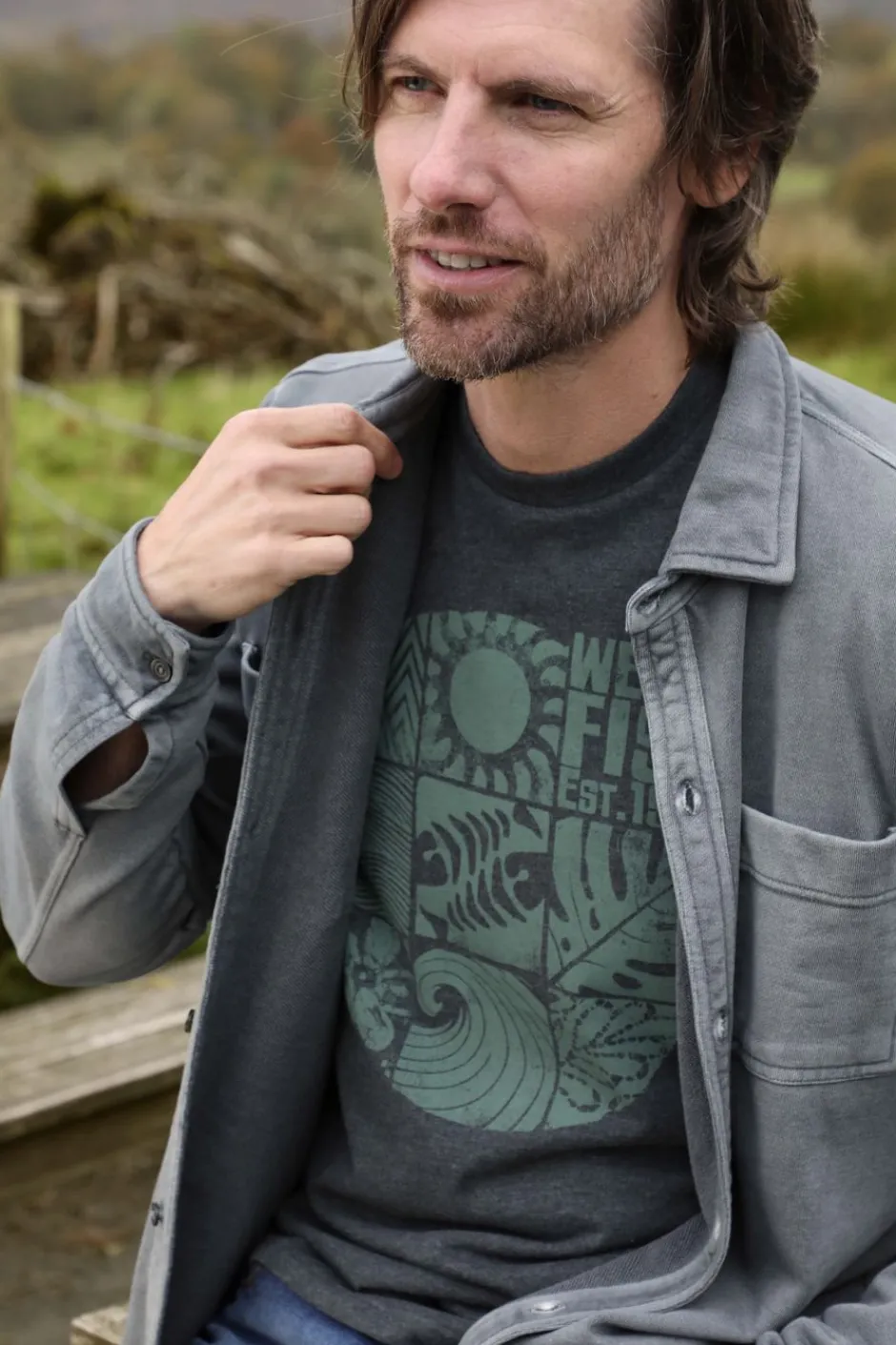Weird Fish T-Shirts|Summer Sector Front Print Eco Graphic T-Shirt Washed Black