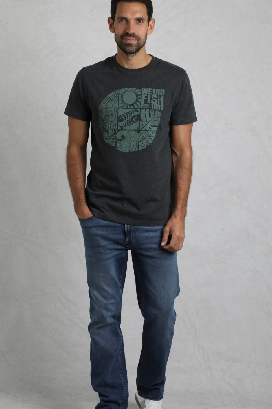 Weird Fish T-Shirts|Summer Sector Front Print Eco Graphic T-Shirt Washed Black