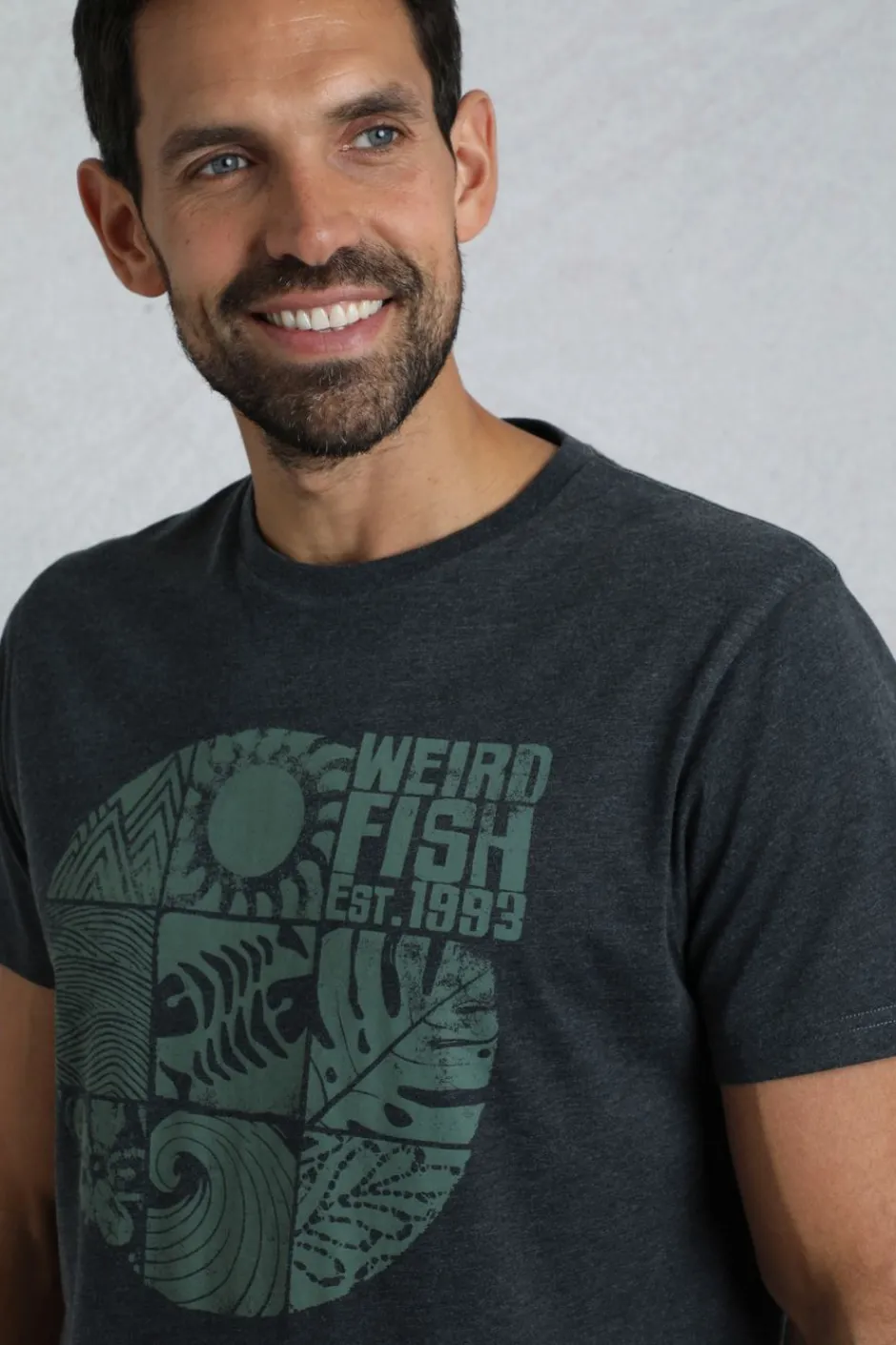 Weird Fish T-Shirts|Summer Sector Front Print Eco Graphic T-Shirt Washed Black