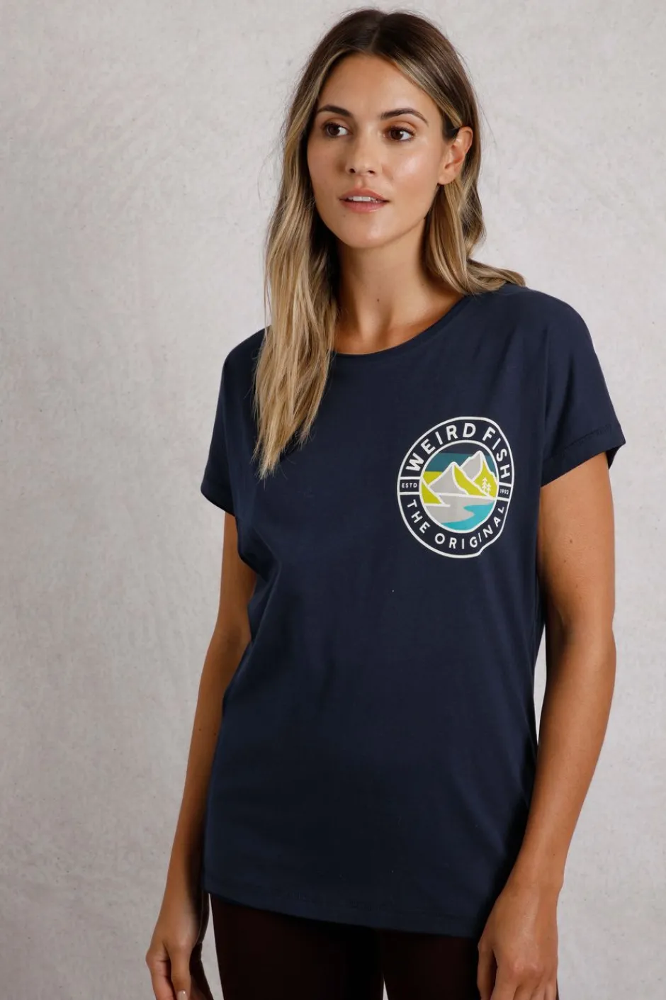 Weird Fish Tunics|Tops & T-Shirts|Summit Back Print T-Shirt Navy