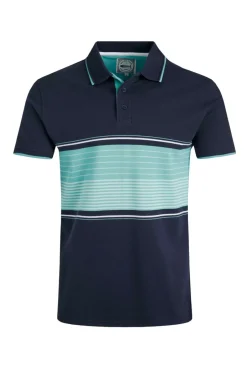 Weird Fish Polo & Rugby Shirts|Sunbury Organic Cotton Striped Pique Polo Shirt Aqua Marine