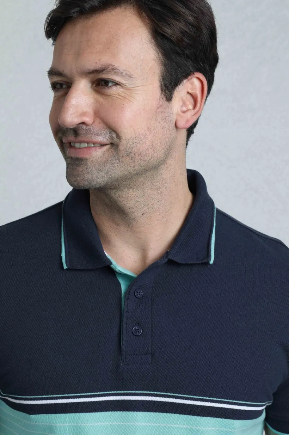 Weird Fish Polo & Rugby Shirts|Sunbury Organic Cotton Striped Pique Polo Shirt Aqua Marine