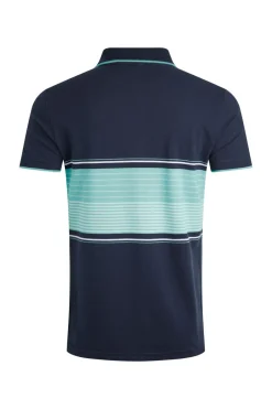Weird Fish Polo & Rugby Shirts|Sunbury Organic Cotton Striped Pique Polo Shirt Aqua Marine