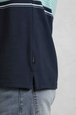 Weird Fish Polo & Rugby Shirts|Sunbury Organic Cotton Striped Pique Polo Shirt Aqua Marine