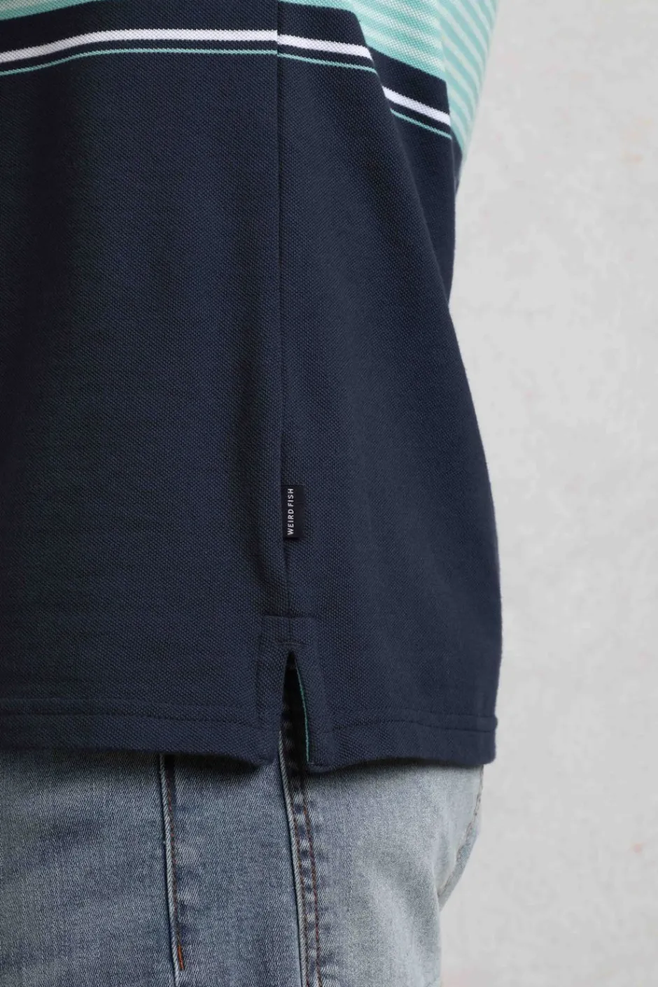 Weird Fish Polo & Rugby Shirts|Sunbury Organic Cotton Striped Pique Polo Shirt Aqua Marine