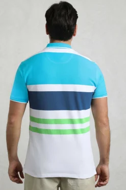 Weird Fish Polo & Rugby Shirts|Sunbury Organic Cotton Striped Pique Polo Shirt Oceano