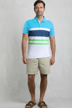 Weird Fish Polo & Rugby Shirts|Sunbury Organic Cotton Striped Pique Polo Shirt Oceano