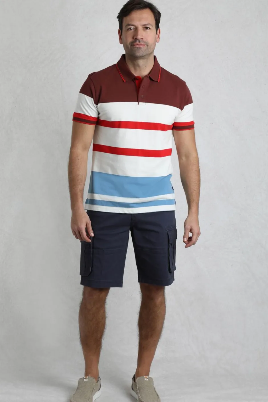 Weird Fish Polo & Rugby Shirts|Sunbury Organic Cotton Striped Pique Polo Shirt Pinot Red