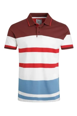 Weird Fish Polo & Rugby Shirts|Sunbury Organic Cotton Striped Pique Polo Shirt Pinot Red
