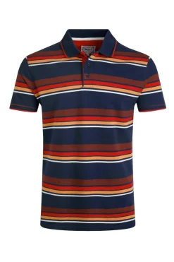 Weird Fish Polo & Rugby Shirts|Sunbury Organic Cotton Striped Pique Polo Shirt Dark Blue