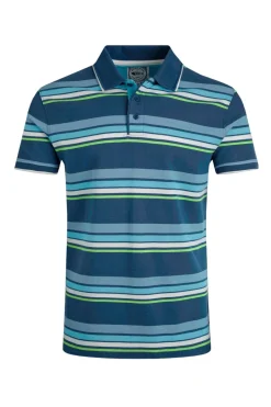 Weird Fish Polo & Rugby Shirts|Sunbury Organic Cotton Striped Pique Polo Shirt Ensign Blue