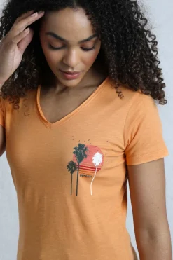 Weird Fish Tunics|Tops & T-Shirts|Sunset Palm Organic Cotton Graphic T-Shirt Mango