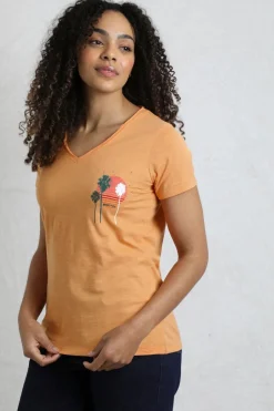 Weird Fish Tunics|Tops & T-Shirts|Sunset Palm Organic Cotton Graphic T-Shirt Mango
