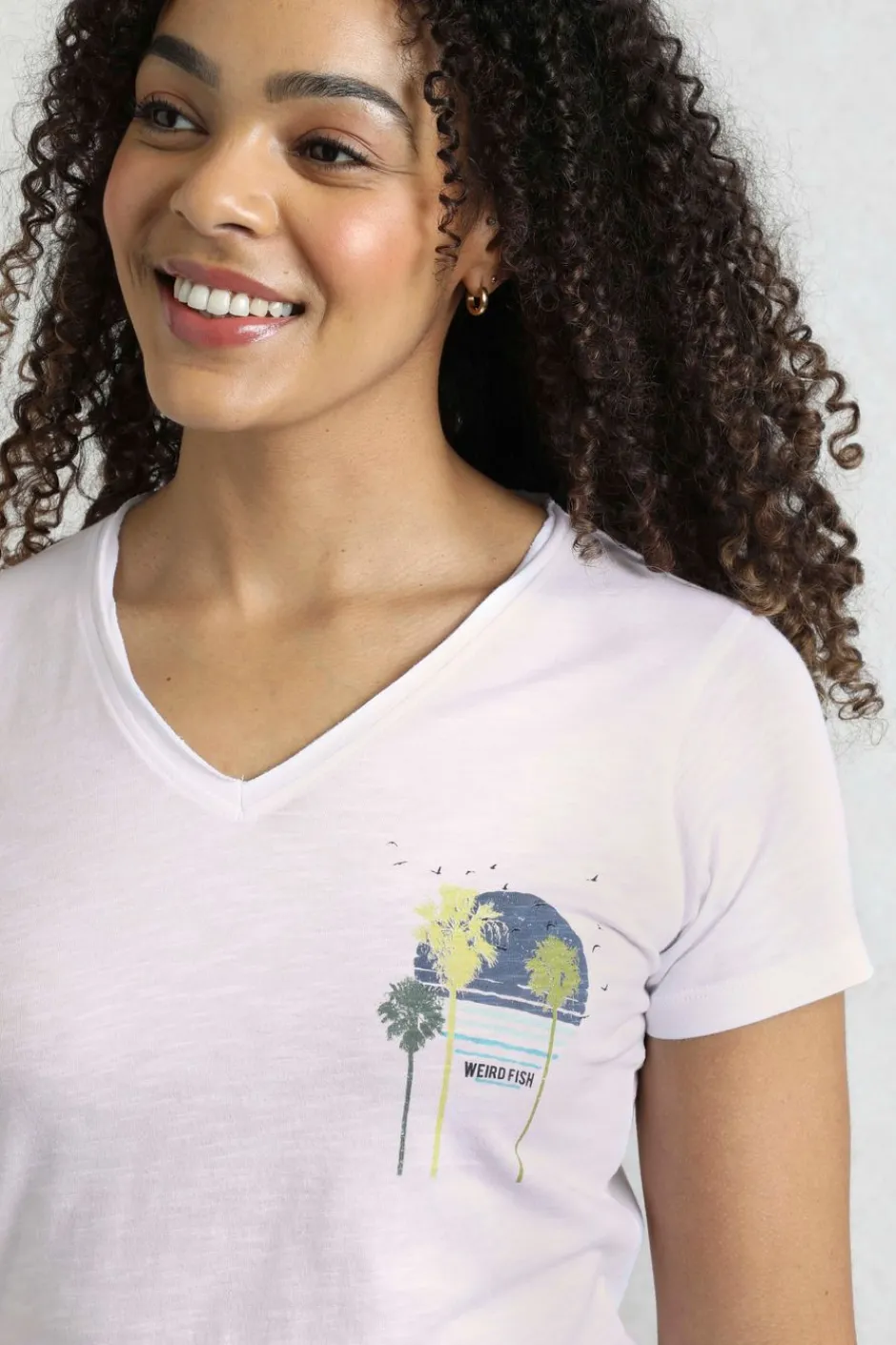 Weird Fish Tunics|Tops & T-Shirts|Sunset Palm Organic Cotton Graphic T-Shirt White