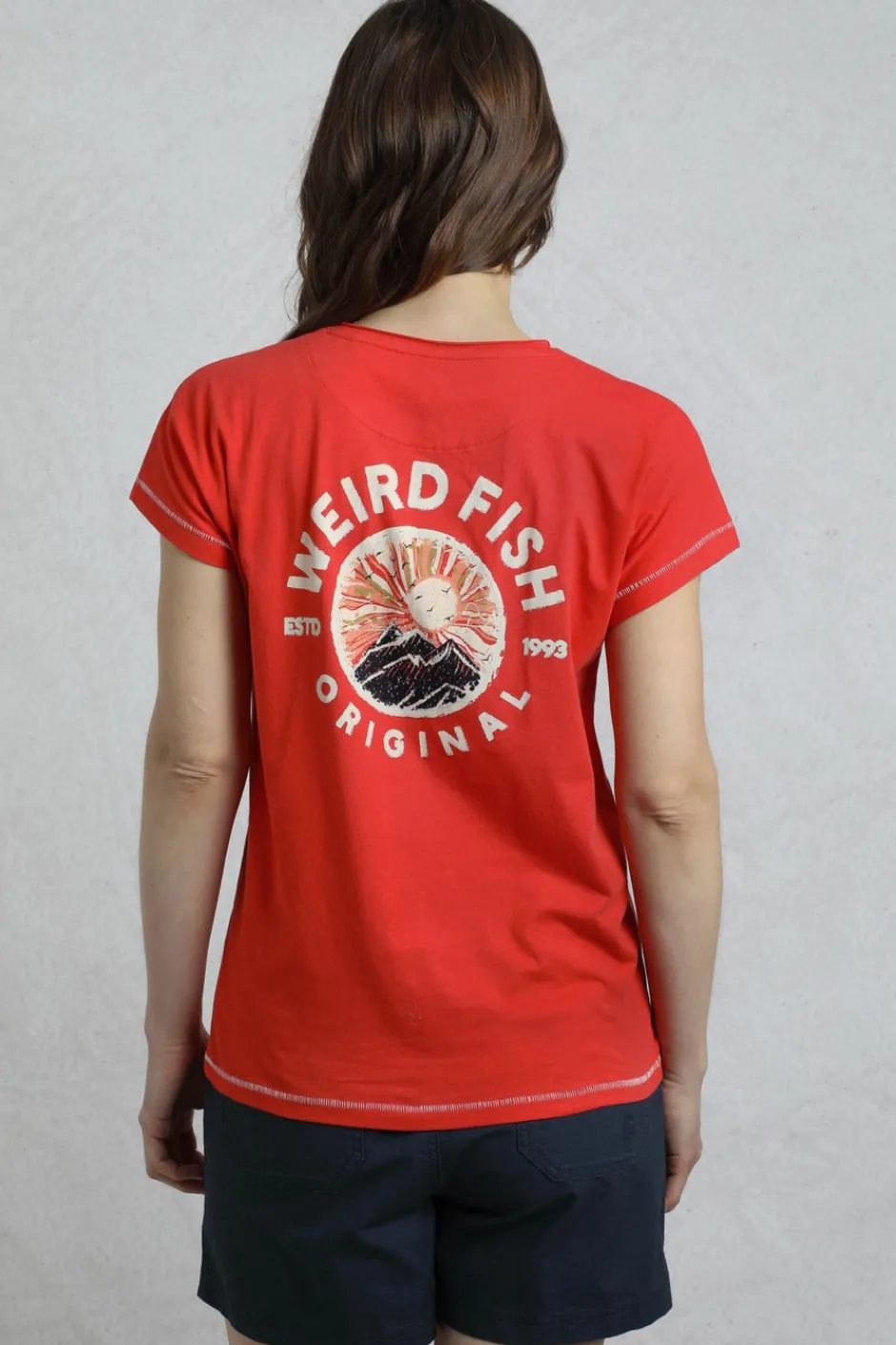 Weird Fish Tunics|Tops & T-Shirts|Sunset Summit Back Print Organic Cotton Graphic T-Shirt Tango Red