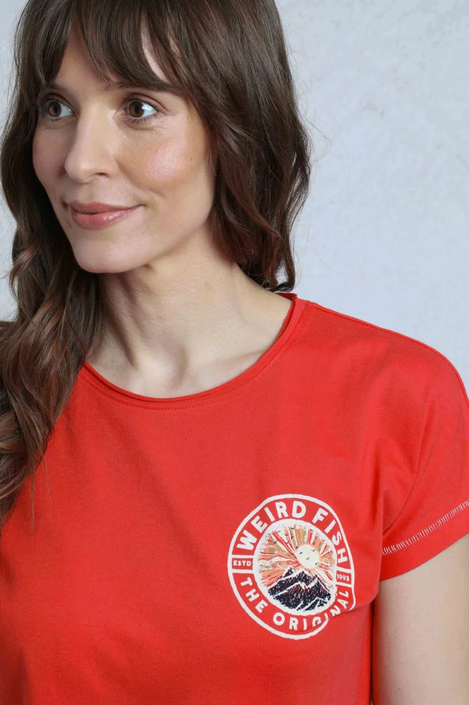Weird Fish Tunics|Tops & T-Shirts|Sunset Summit Back Print Organic Cotton Graphic T-Shirt Tango Red