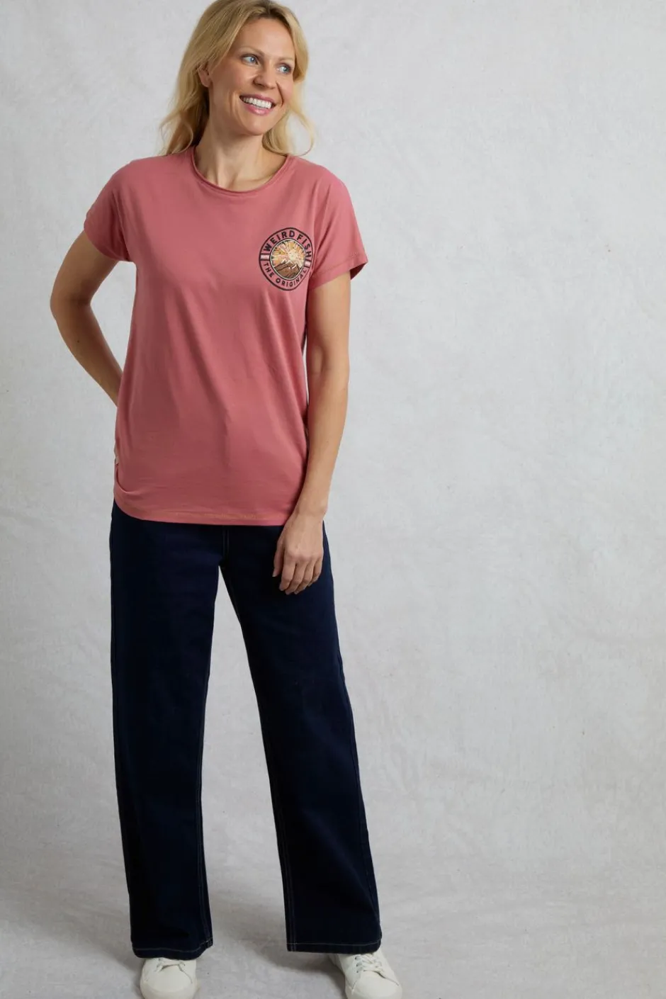 Weird Fish Tunics|Tops & T-Shirts|Sunset Summit Back Print Organic Cotton Graphic T-Shirt Rosewood
