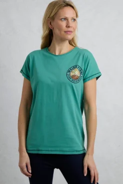 Weird Fish Tunics|Tops & T-Shirts|Sunset Summit Back Print Organic Cotton Graphic T-Shirt Dark Jade