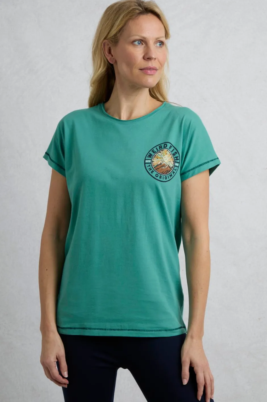 Weird Fish Tunics|Tops & T-Shirts|Sunset Summit Back Print Organic Cotton Graphic T-Shirt Dark Jade