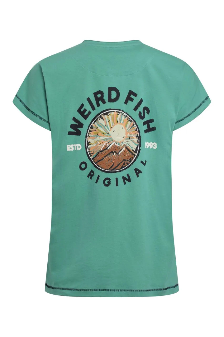 Weird Fish Tunics|Tops & T-Shirts|Sunset Summit Back Print Organic Cotton Graphic T-Shirt Dark Jade