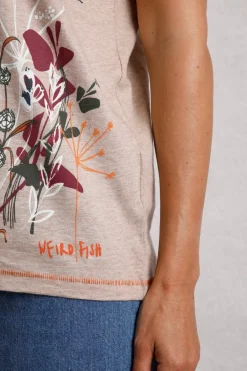Weird Fish Tunics|Tops & T-Shirts|Swirling Swallows Organic Cotton Printed T-Shirt Sand Dune