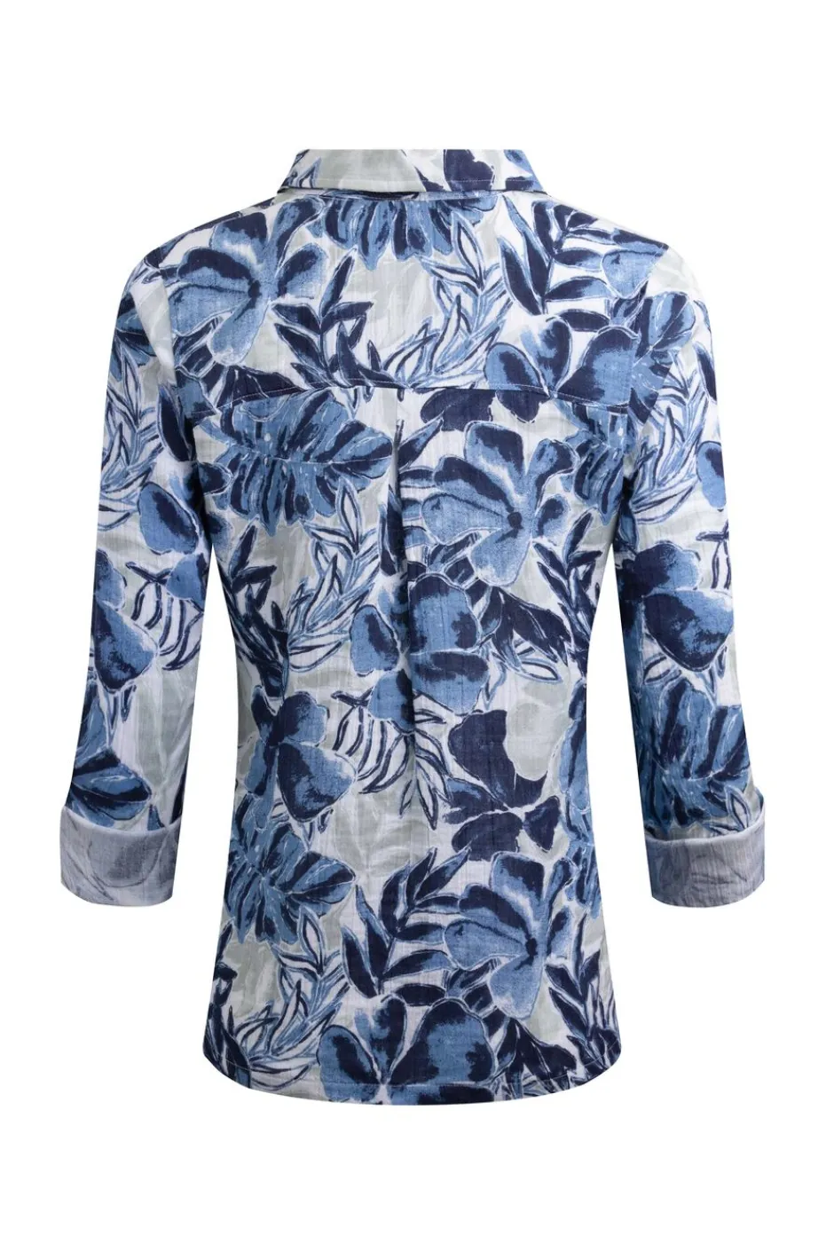 Weird Fish Shirts|Tunics|Syona Organic Cotton Double Cloth Printed Shirt Estate blue