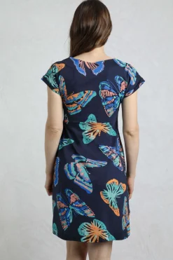 Weird Fish Dresses|Tallahassee Organic Jersey Dress Dark Blue