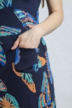 Weird Fish Dresses|Tallahassee Organic Jersey Dress Dark Blue