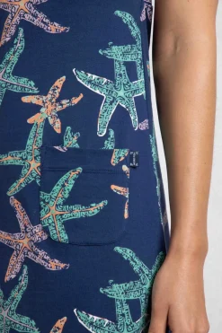 Weird Fish Dresses|Tallahassee Organic Jersey Dress Blue