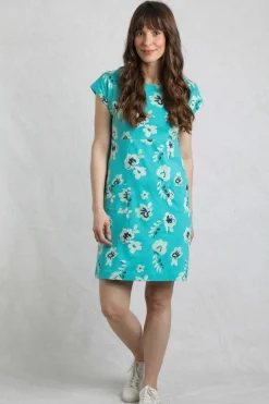 Weird Fish Dresses|Tallahassee Organic Jersey Dress Blue Shine