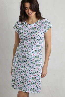 Weird Fish Dresses|Tallahassee Organic Jersey Dress Washed Blue