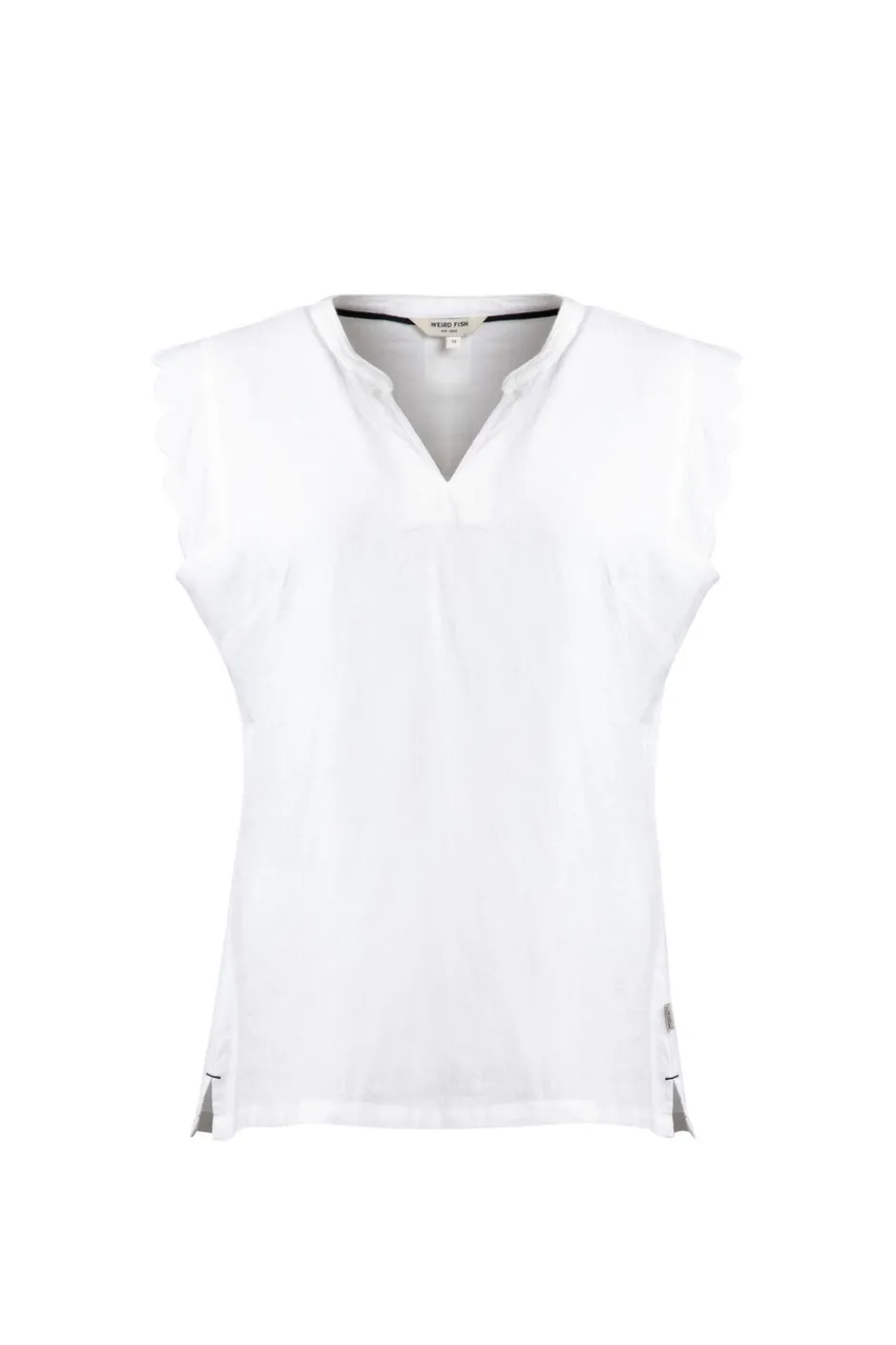 Weird Fish Tunics|Tops & T-Shirts|Tassie Scalloped Edge Linen Rich Vest White
