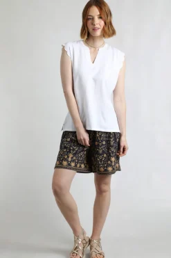Weird Fish Tunics|Tops & T-Shirts|Tassie Scalloped Edge Linen Rich Vest White