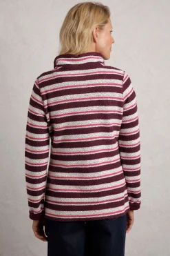 Weird Fish Jumpers & Cardigans|Knitwear|Tatiana 1/4 Zip Stripe Kierra Eco Macaroni Knit Mulled Wine