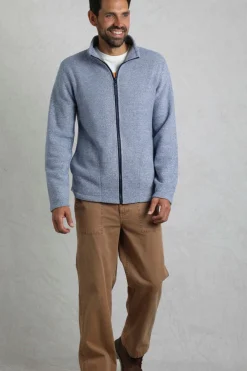 Weird Fish Fleece|Thames Eco Full Zip Snow Marl Fleece Mid Blue