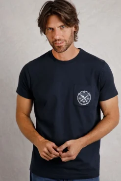 Weird Fish T-Shirts|Tidal Organic Cotton Branded Pocket T-Shirt Navy